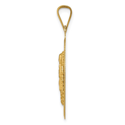 14k Yellow Gold Polished D/C  Lady Of Guadalupe Oval Pendant