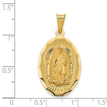 14k Yellow Gold Polished D/C  Lady Of Guadalupe Oval Pendant