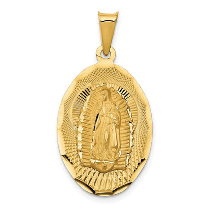 14k Yellow Gold Polished D/C  Lady Of Guadalupe Oval Pendant