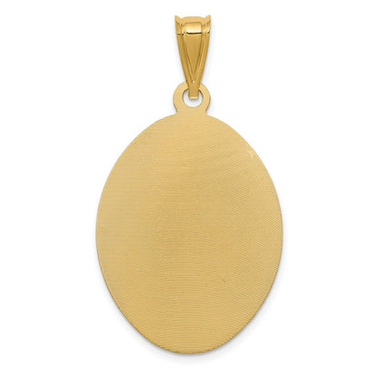 14k Yellow Gold Polished D/C  Lady Of Guadalupe Oval Pendant