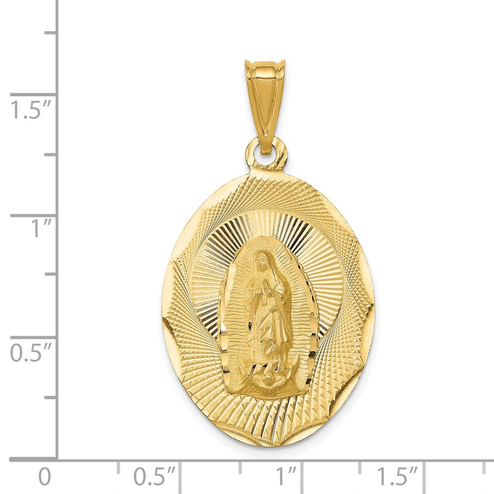 14k Yellow Gold Polished D/C  Lady Of Guadalupe Oval Pendant