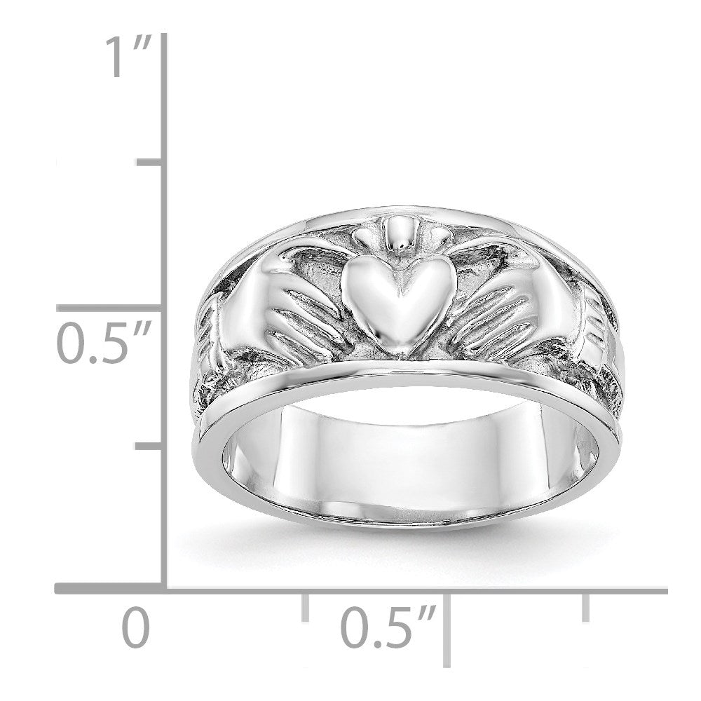 14k white gold claddagh band k565