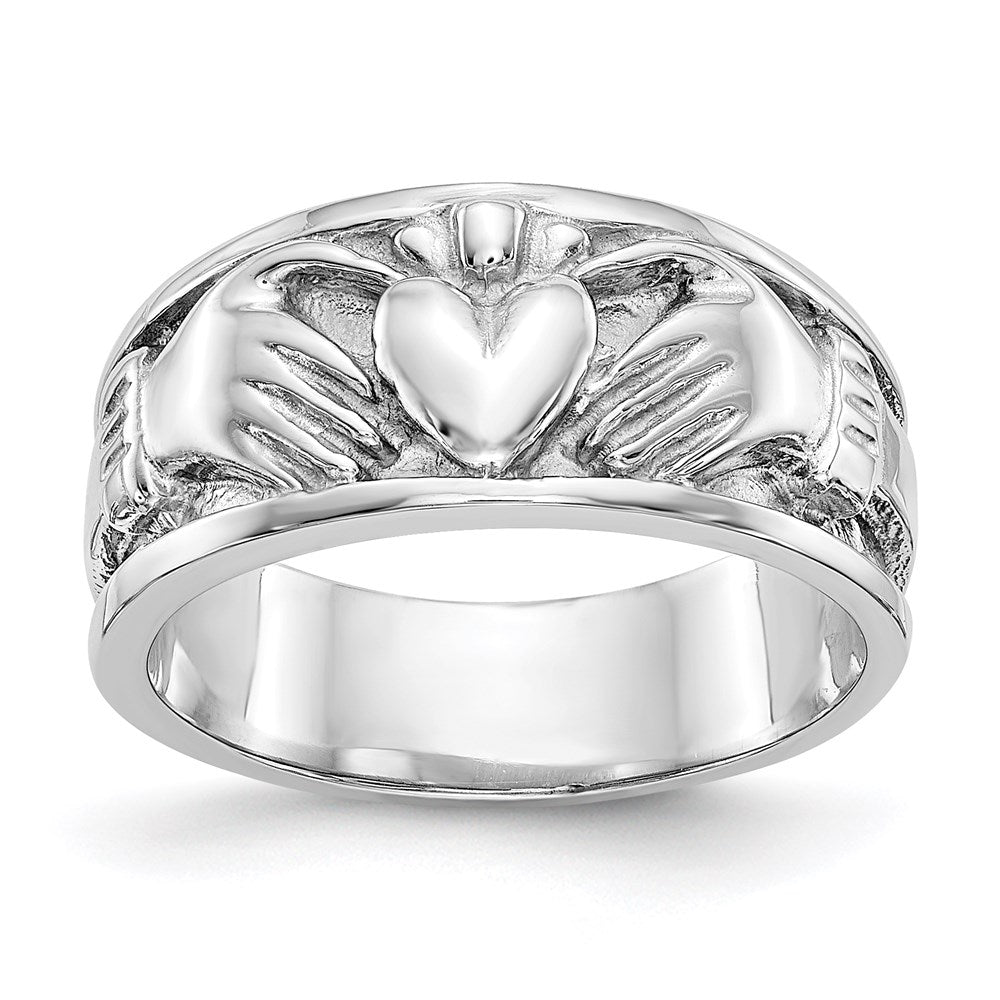 14k white gold claddagh band k565