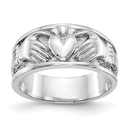 14k white gold claddagh band k565
