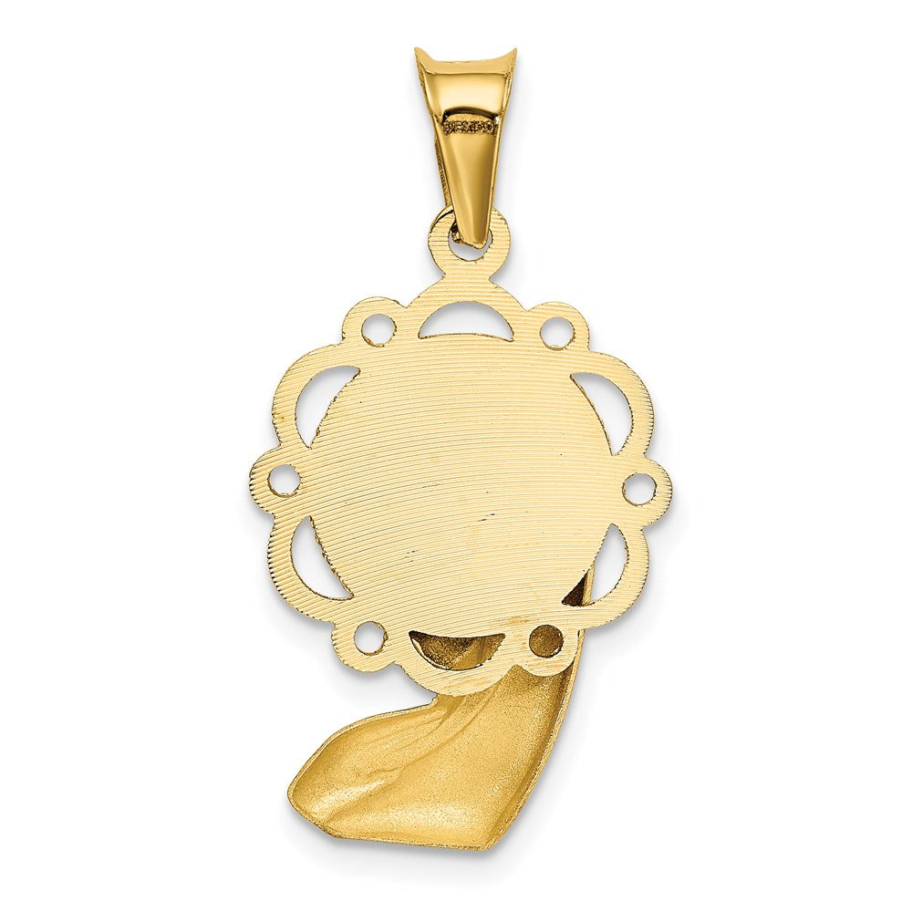14k Yellow & Rhodium Gold w/Rhodium Satin And Polished Mary Pendant