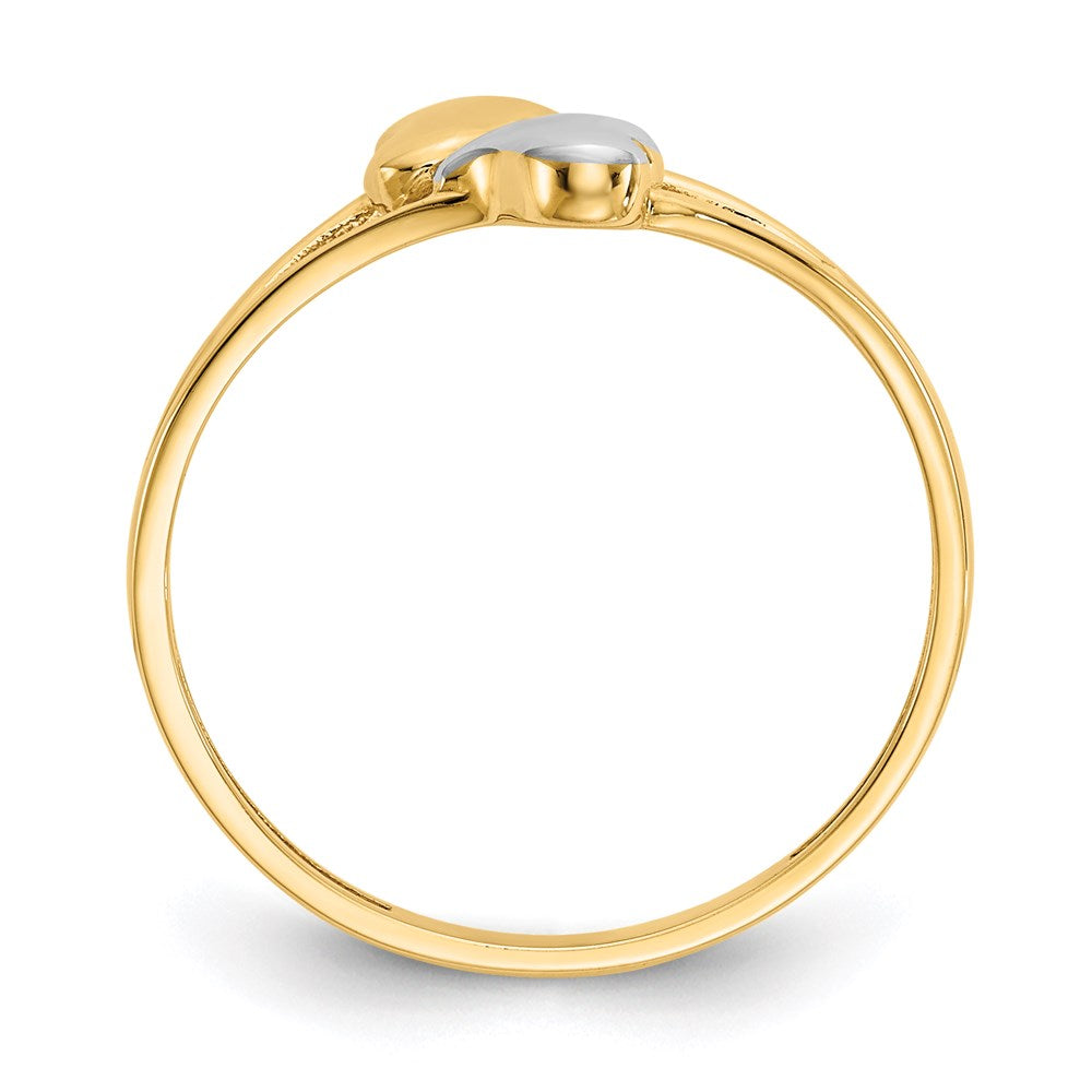 14k yellow gold with rhodium double heart ring k5743