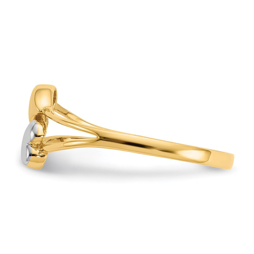 14k yellow gold with rhodium double heart ring k5743