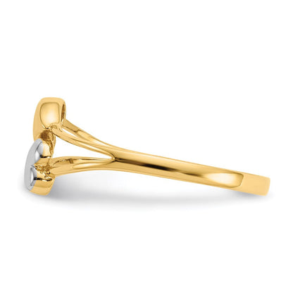 14k yellow gold with rhodium double heart ring k5743
