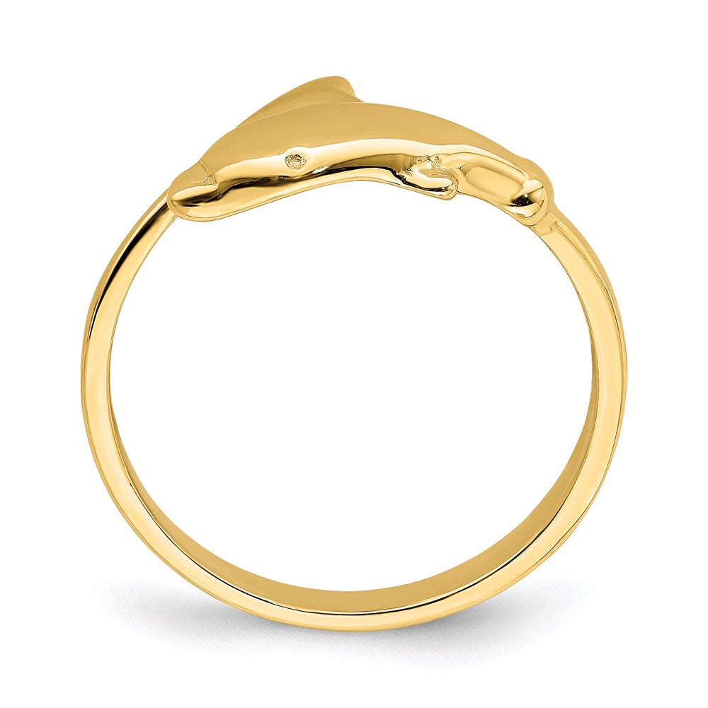 14k gold polished dolphin ring k5764