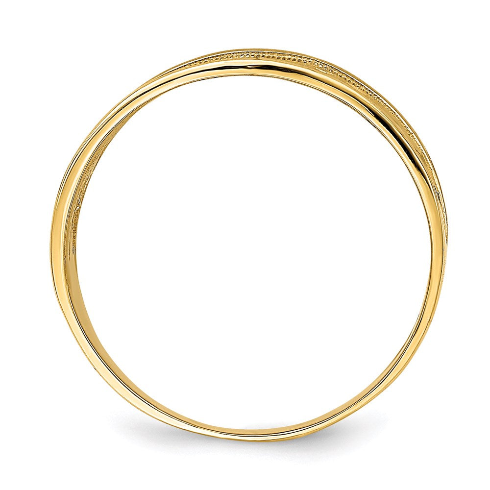 14k yellow gold with rhodium polished triple wave cut out ring k5780