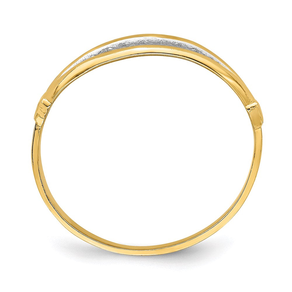 14k yellow gold w white rhodium polished x pattern ring k5790