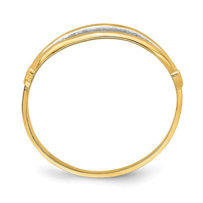 14k yellow gold w white rhodium polished x pattern ring k5790