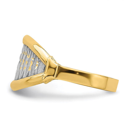 14k yellow gold w white rhodium polished x pattern ring k5790