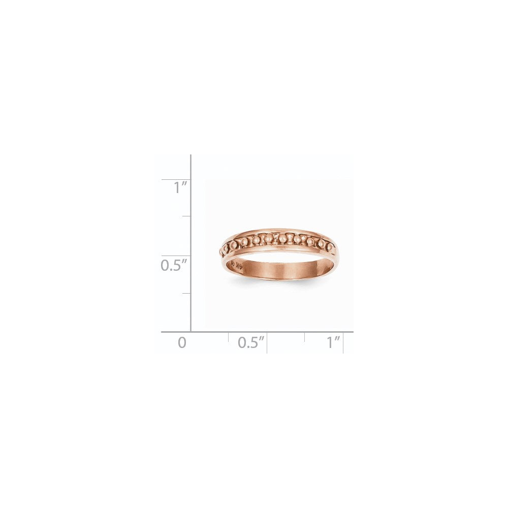 14k rose gold polished beaded band k592