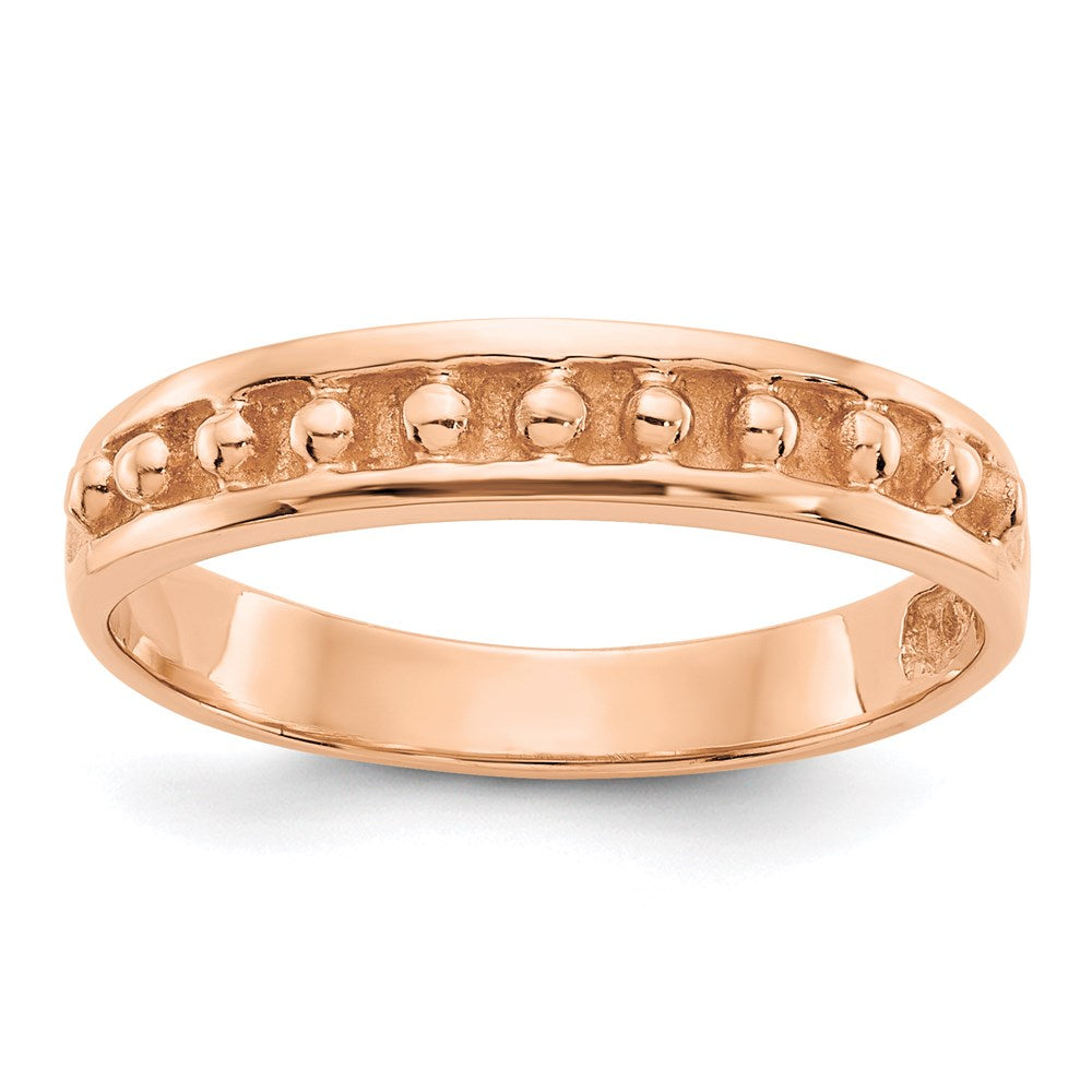 14k rose gold polished beaded band k592