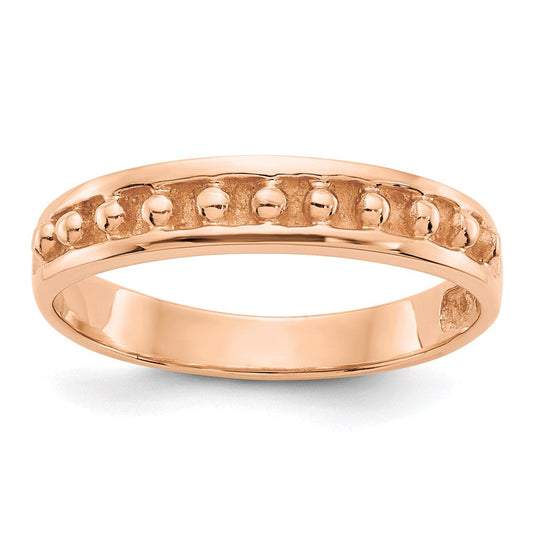 14k rose gold polished beaded band k592