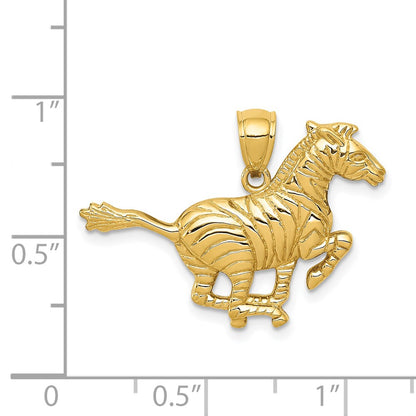 14k Yellow Gold Polished Running Zebra Pendant