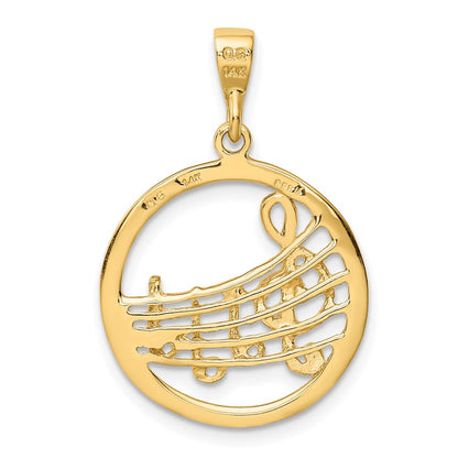 14k Yellow Gold Gold Polished Musical Notes Pendant