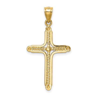 14k Yellow Gold Polished Braided Cross Pendant