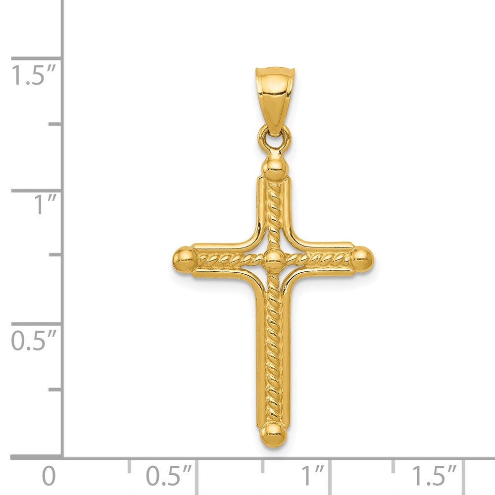 14k Yellow Gold Polished Braided Cross Pendant