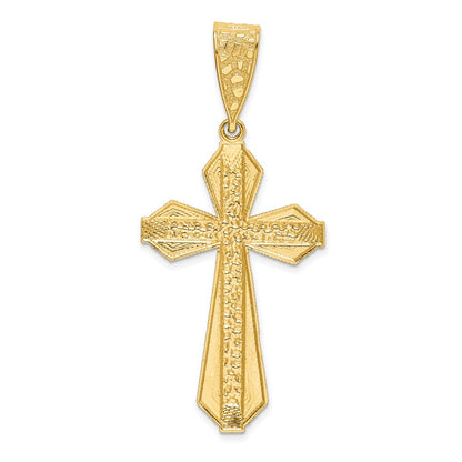 14k Yellow Gold Diamond-cut Center Cross Pendant