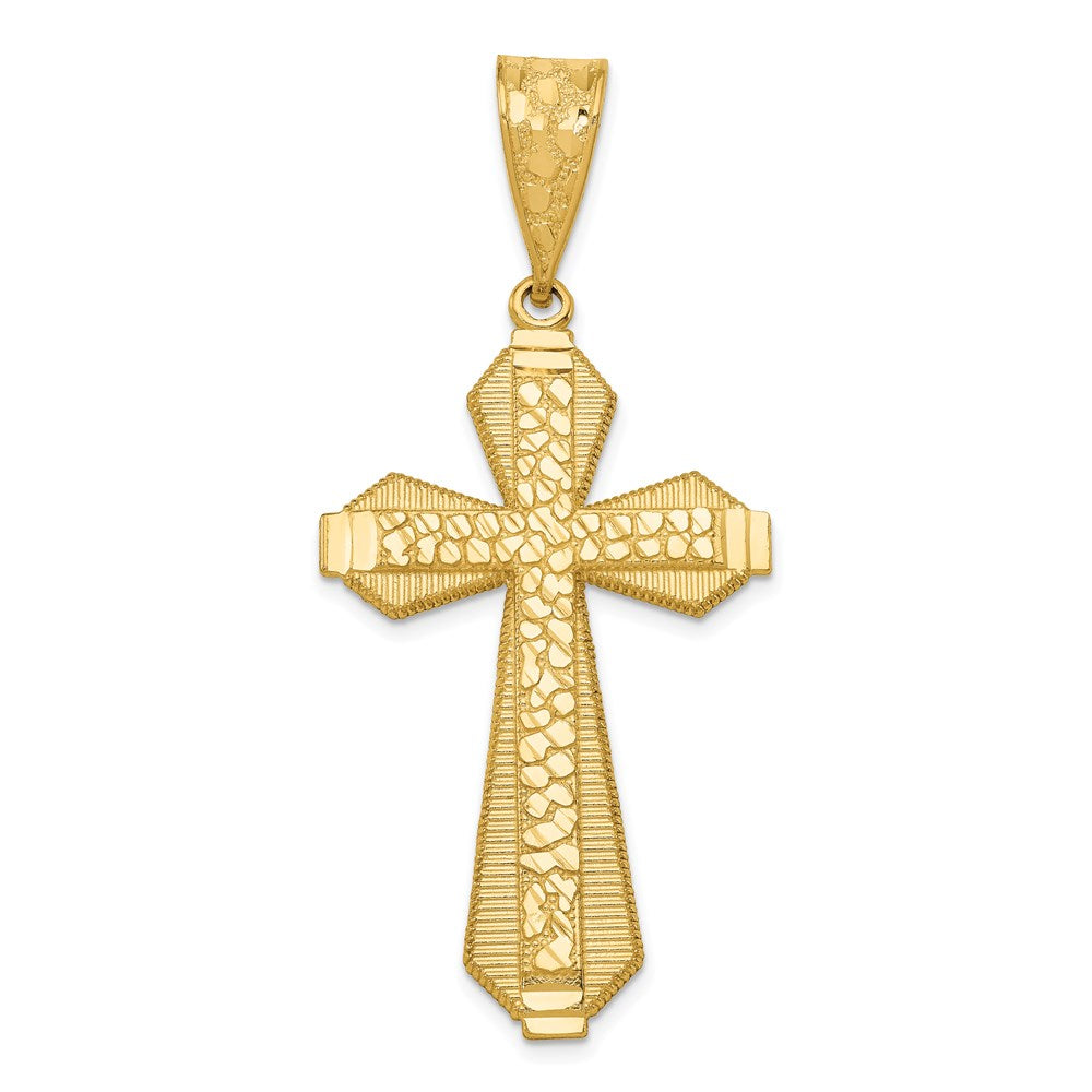 14k Yellow Gold Diamond-cut Center Cross Pendant