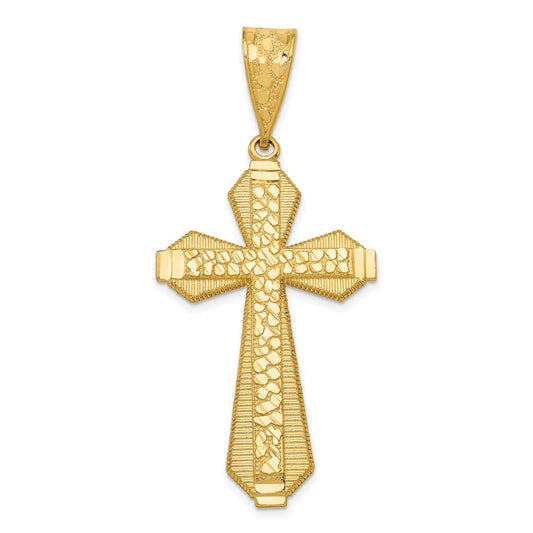 14k Yellow Gold Diamond-cut Center Cross Pendant