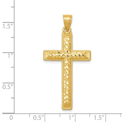 14k Yellow Gold Diamond-cut Latin Cross Pendant