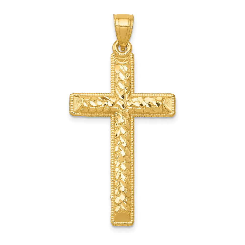 14k Yellow Gold Diamond-cut Latin Cross Pendant