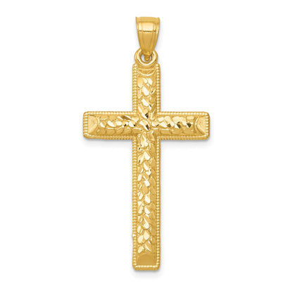 14k Yellow Gold Diamond-cut Latin Cross Pendant