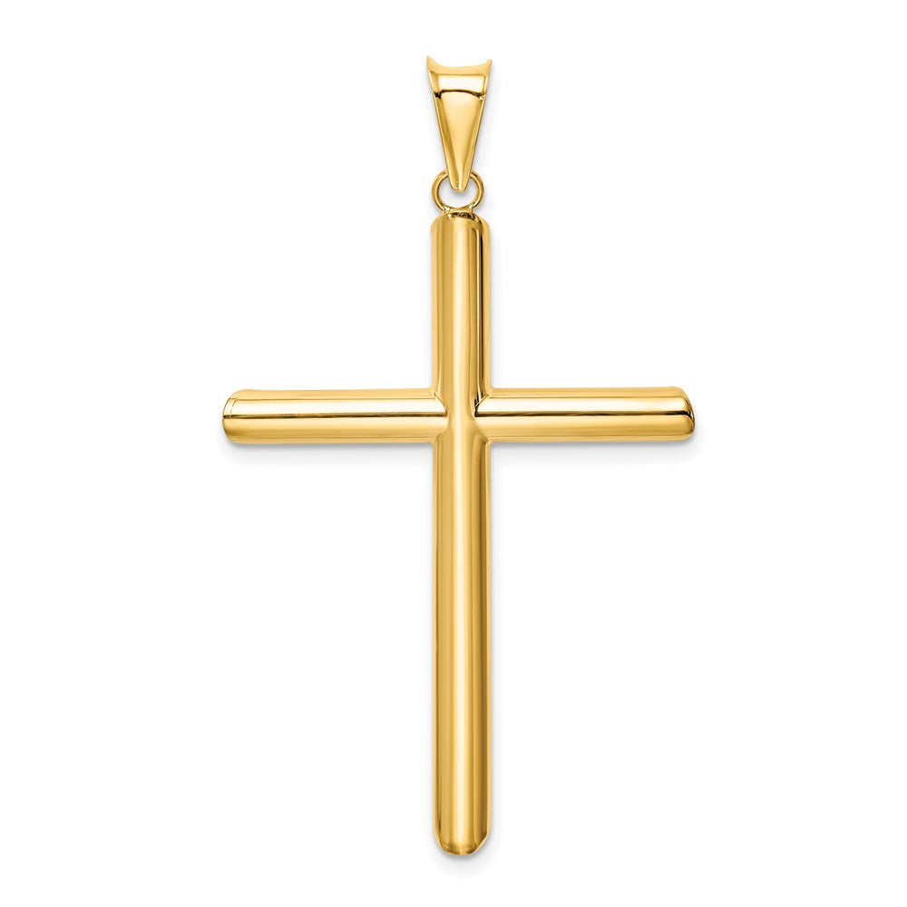 14k Yellow Gold Polished Tube Cross Pendant