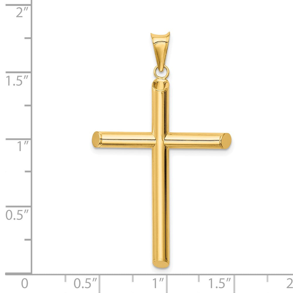 14k Yellow Gold Polished Tube Cross Pendant