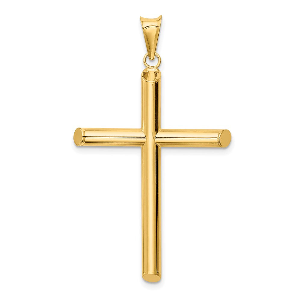 14k Yellow Gold Polished Tube Cross Pendant