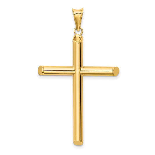 14k Yellow Gold Polished Tube Cross Pendant