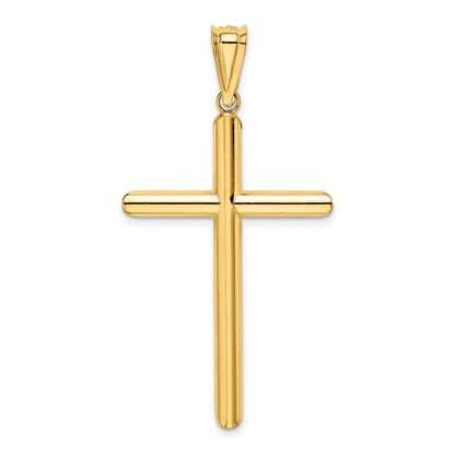 14k Yellow Gold Polished Tube Cross Pendant