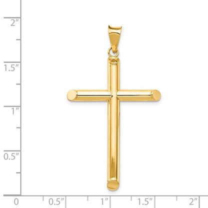 14k Yellow Gold Polished Tube Cross Pendant