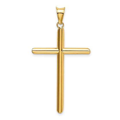 14k Yellow Gold Polished Tube Cross Pendant