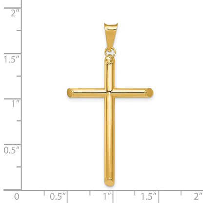 14k Yellow Gold Polished Tube Cross Pendant