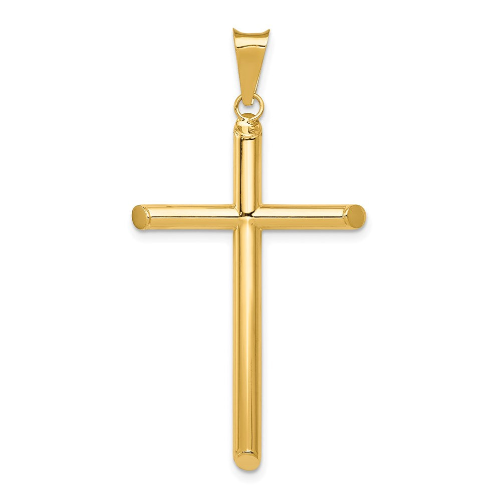 14k Yellow Gold Polished Tube Cross Pendant