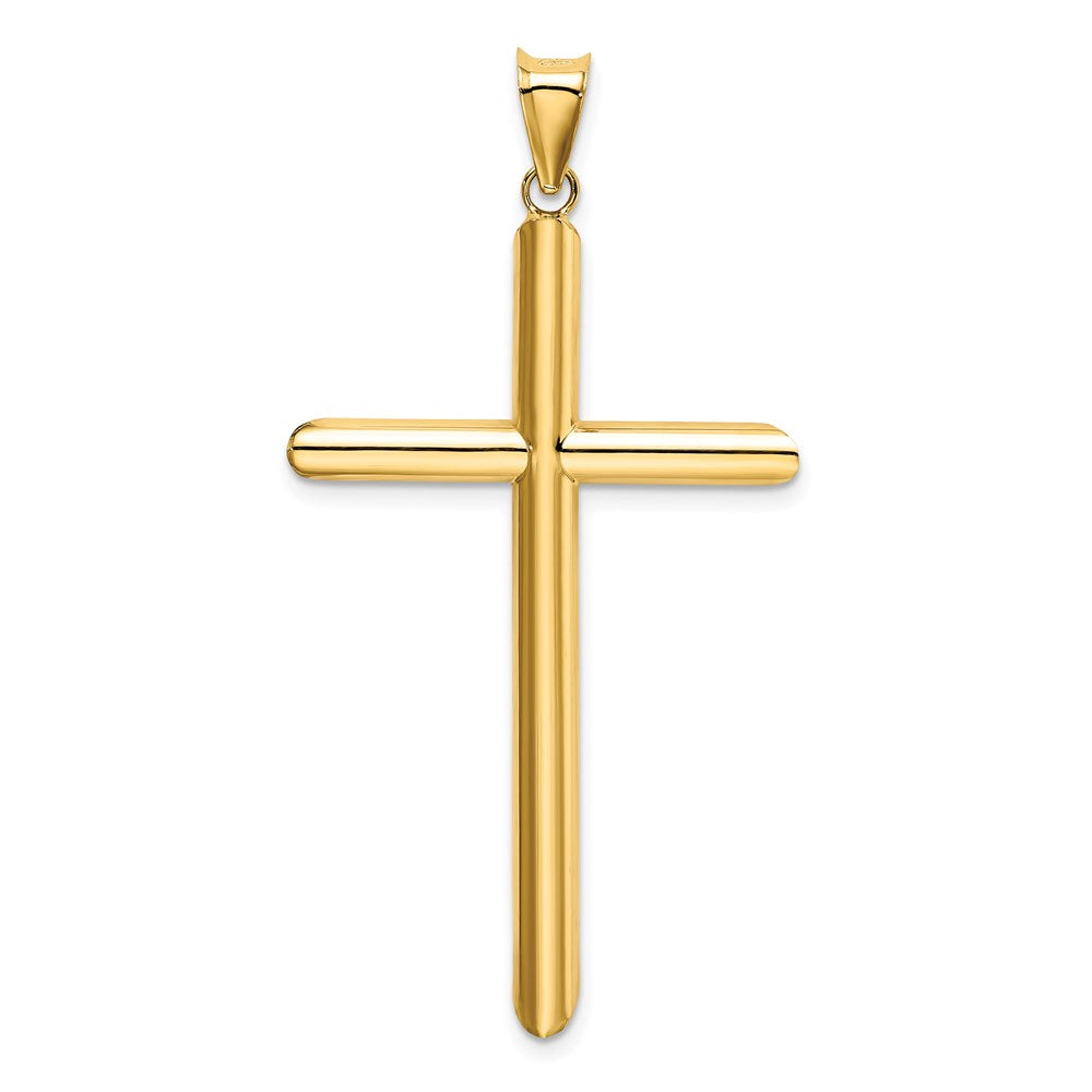 14k Yellow Gold Polished Tube Cross Pendant