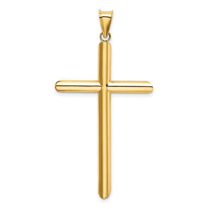 14k Yellow Gold Polished Tube Cross Pendant