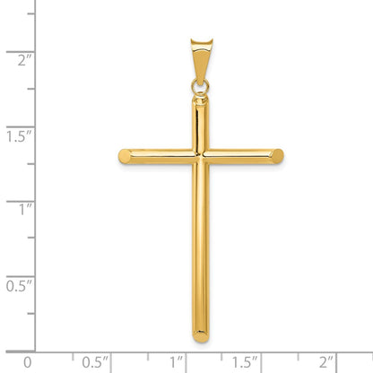 14k Yellow Gold Polished Tube Cross Pendant
