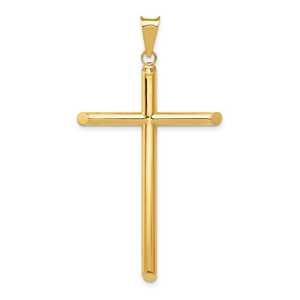 14k Yellow Gold Polished Tube Cross Pendant