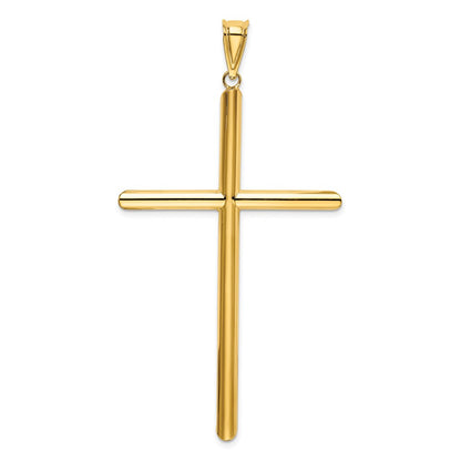 14k Yellow Gold Polished Tube Cross Pendant