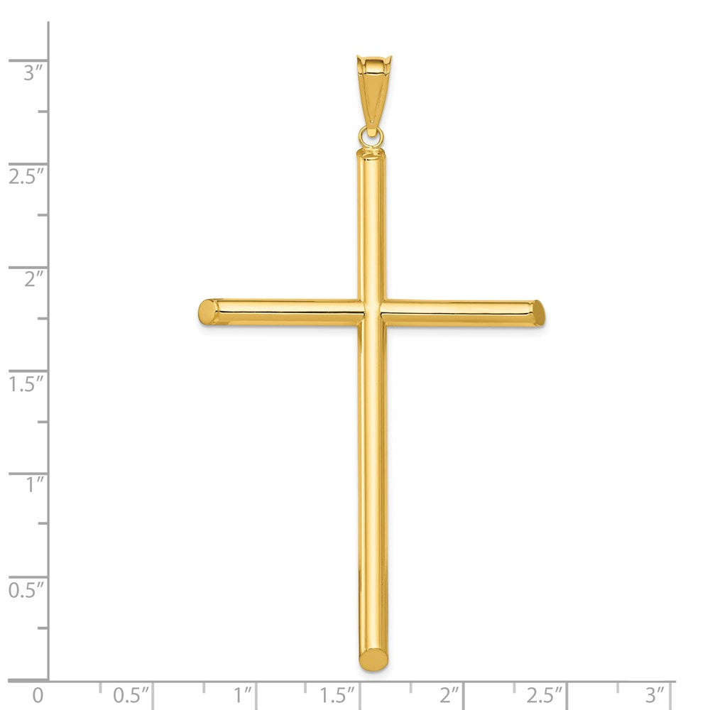 14k Yellow Gold Polished Tube Cross Pendant
