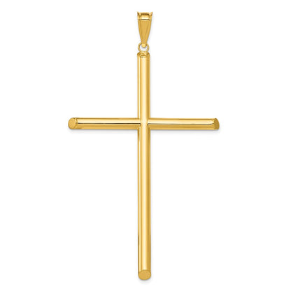 14k Yellow Gold Polished Tube Cross Pendant