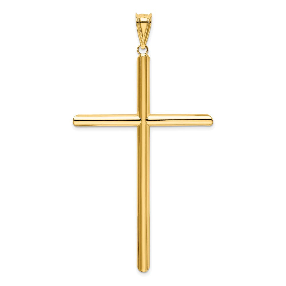 14k Yellow Gold Polished Tube Cross Pendant