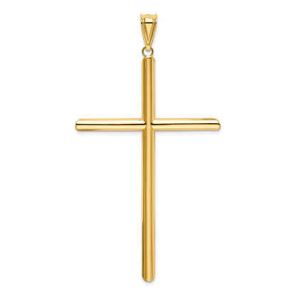 14k Yellow Gold Polished Tube Cross Pendant