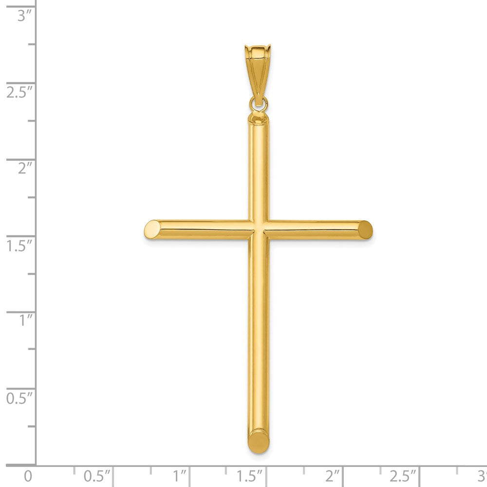 14k Yellow Gold Polished Tube Cross Pendant