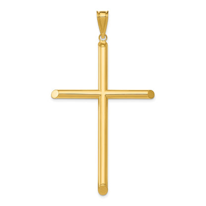 14k Yellow Gold Polished Tube Cross Pendant